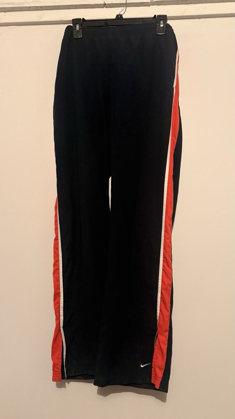 Nike Women’s Black Colorblock Track Pants Red/White Stripe XL Pull-On Polyester